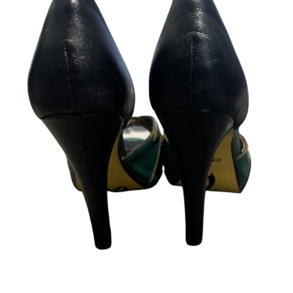 Poetic Licence London Green & Black Leather Peep Toe Heels (EUR 36.5 / US 6) - Picture 8 of 8